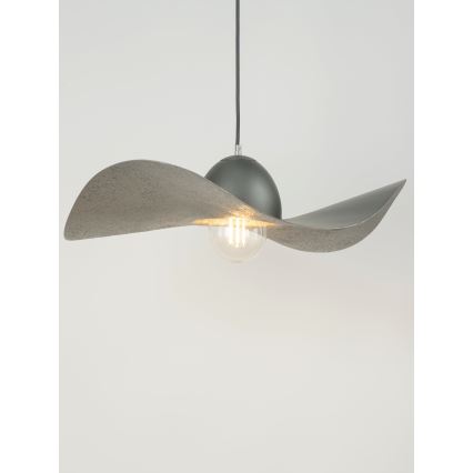 Ljuskrona med upphängningsrem KAPELLO 1xE27/60W/230V diameter 55 cm grå/silver