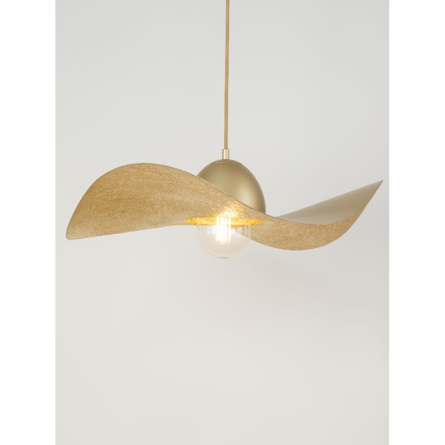 Ljuskrona med upphängningsrem KAPELLO 1xE27/60W/230V diameter 55 cm gyllene