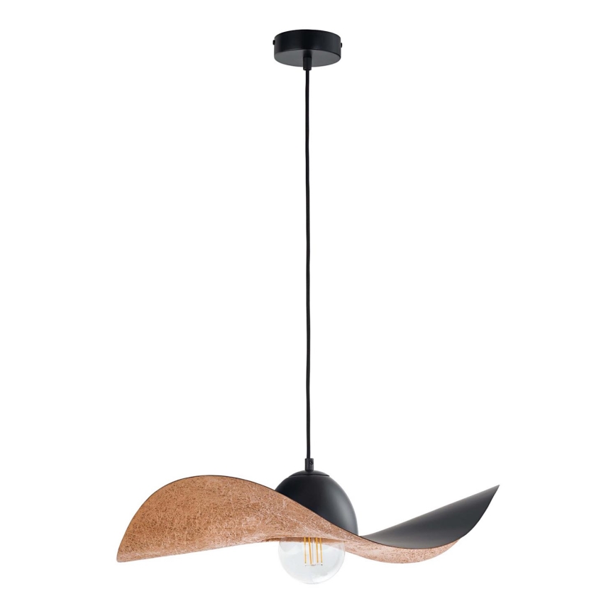 Ljuskrona med upphängningsrem KAPELLO 1xE27/60W/230V diameter 55 cm svart/koppar