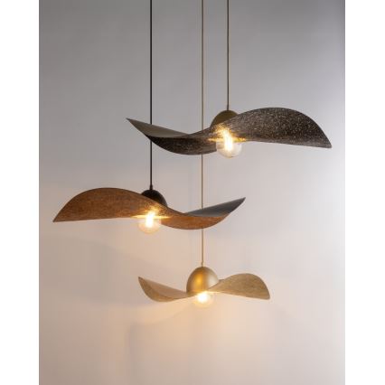 Ljuskrona med upphängningsrem KAPELLO 1xE27/60W/230V diameter 55 cm svart/koppar