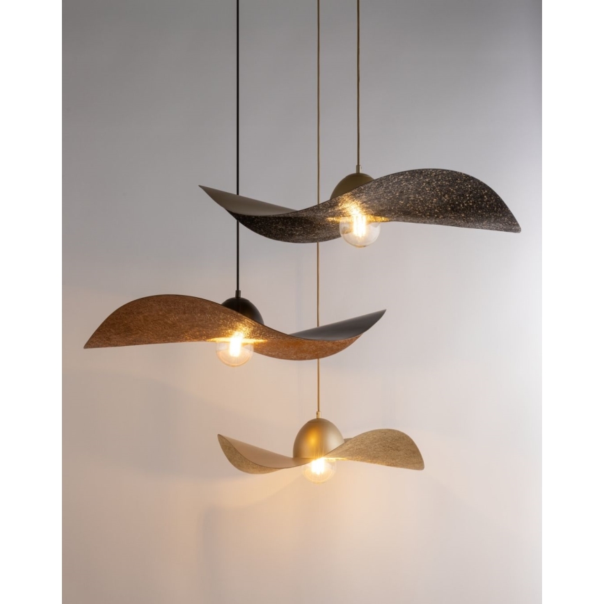 Ljuskrona med upphängningsrem KAPELLO 1xE27/60W/230V diameter 55 cm svart/koppar