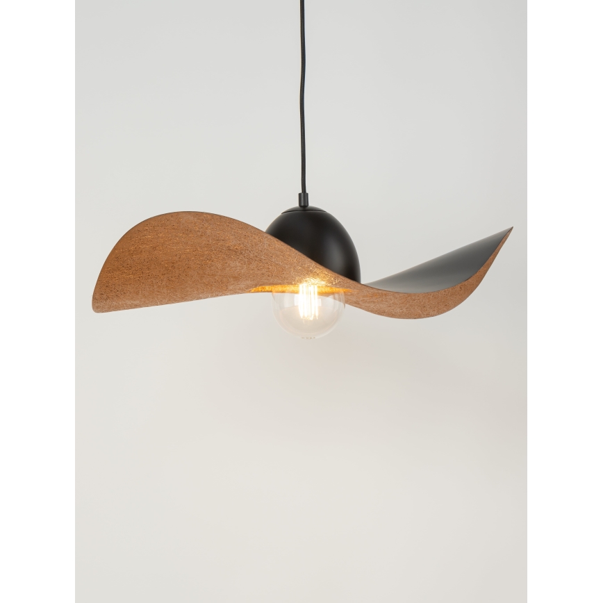 Ljuskrona med upphängningsrem KAPELLO 1xE27/60W/230V diameter 55 cm svart/koppar