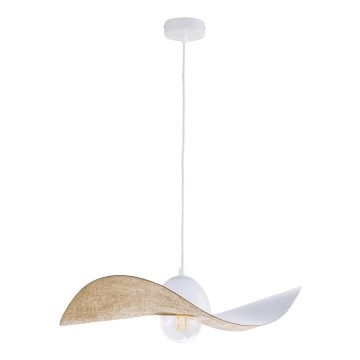 Ljuskrona med upphängningsrem KAPELLO 1xE27/60W/230V diameter 55 cm vit/gyllene