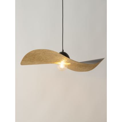 Ljuskrona med upphängningsrem KAPELLO 1xE27/60W/230V diameter 76 cm svart/gyllene