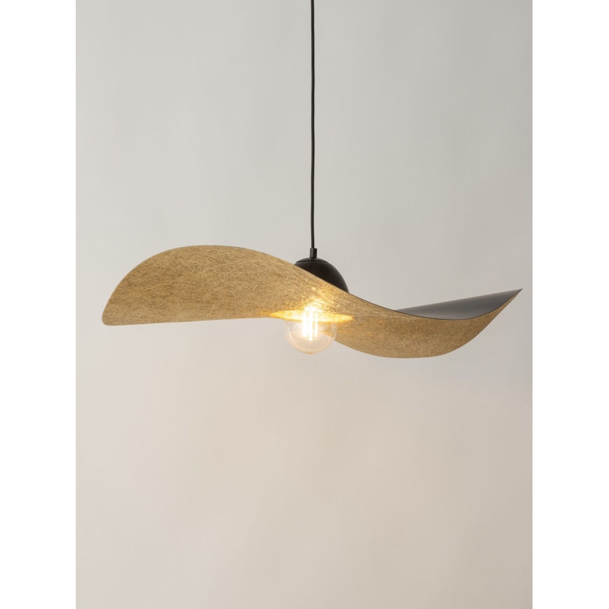 Ljuskrona med upphängningsrem KAPELLO 1xE27/60W/230V diameter 76 cm svart/gyllene