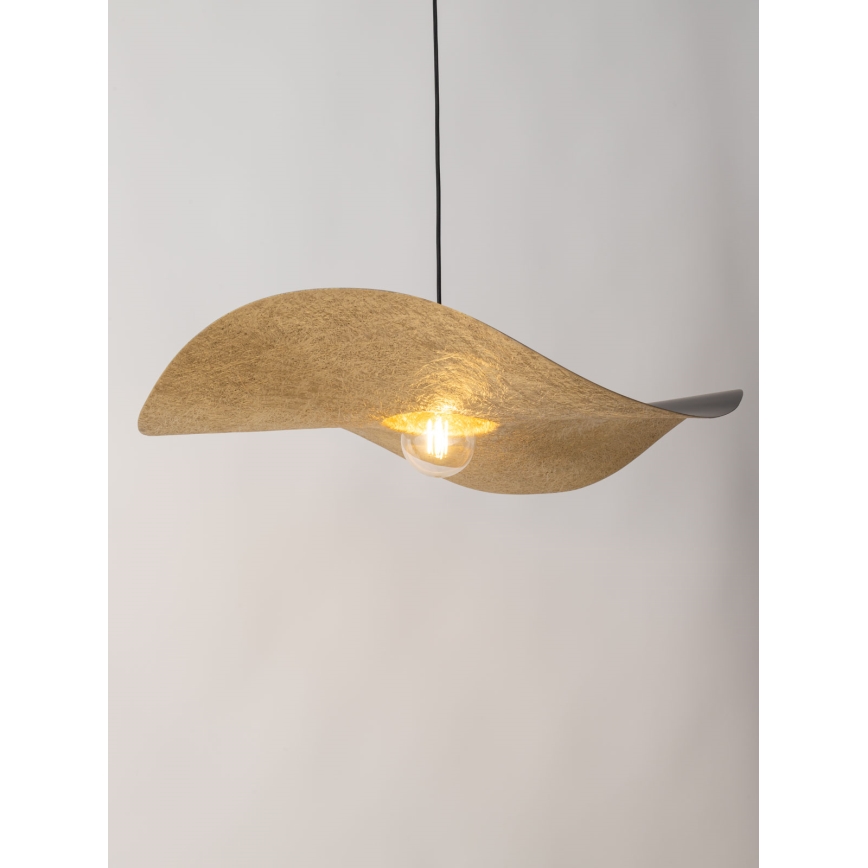 Ljuskrona med upphängningsrem KAPELLO 1xE27/60W/230V diameter 76 cm svart/gyllene