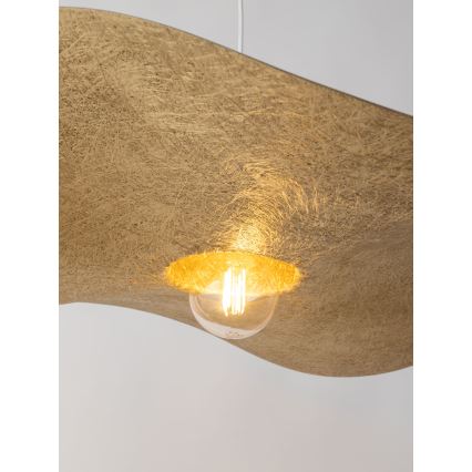 Ljuskrona med upphängningsrem KAPELLO 1xE27/60W/230V diameter 76 cm vit/gyllene