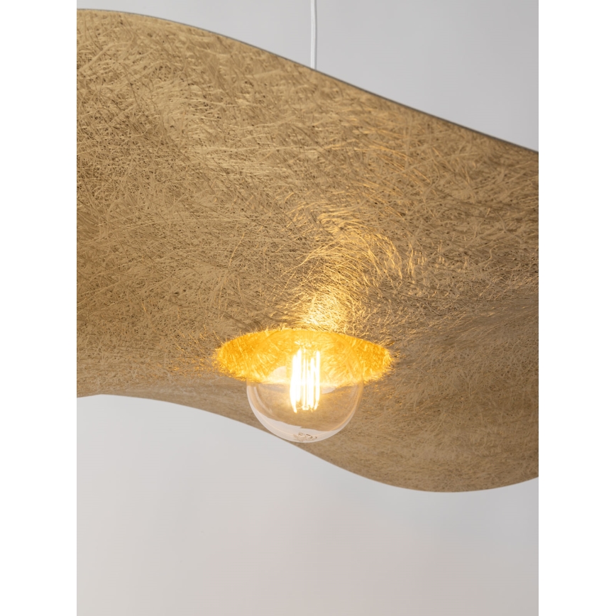 Ljuskrona med upphängningsrem KAPELLO 1xE27/60W/230V diameter 76 cm vit/gyllene