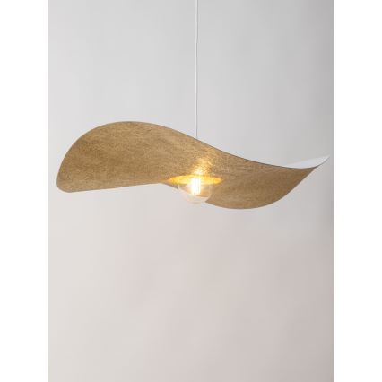 Ljuskrona med upphängningsrem KAPELLO 1xE27/60W/230V diameter 76 cm vit/gyllene