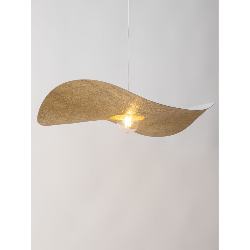 Ljuskrona med upphängningsrem KAPELLO 1xE27/60W/230V diameter 76 cm vit/gyllene