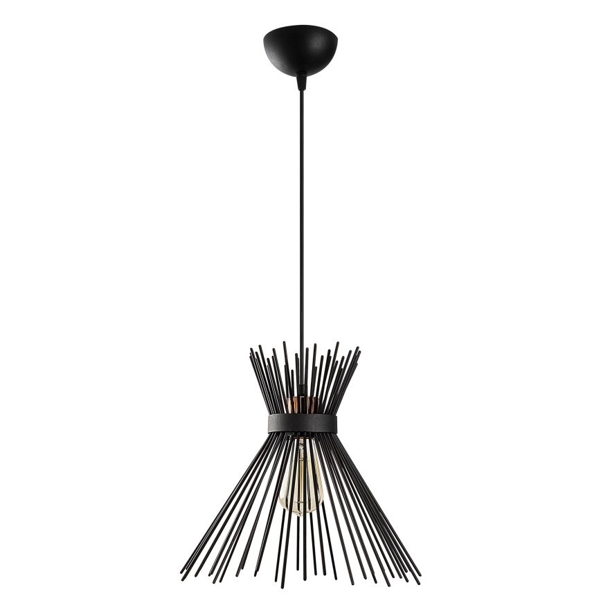 Ljusskrona med upphängningsrem  KIRPI 1xE27/40W/230V svart 
