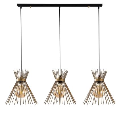 Ljusskrona med upphängningsrem  KIRPI 3xE27/40W/230V gyllene 