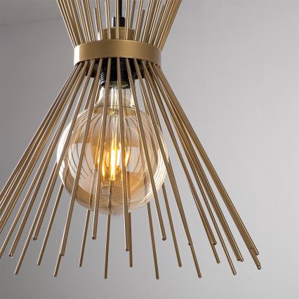 Ljusskrona med upphängningsrem  KIRPI 3xE27/40W/230V gyllene 