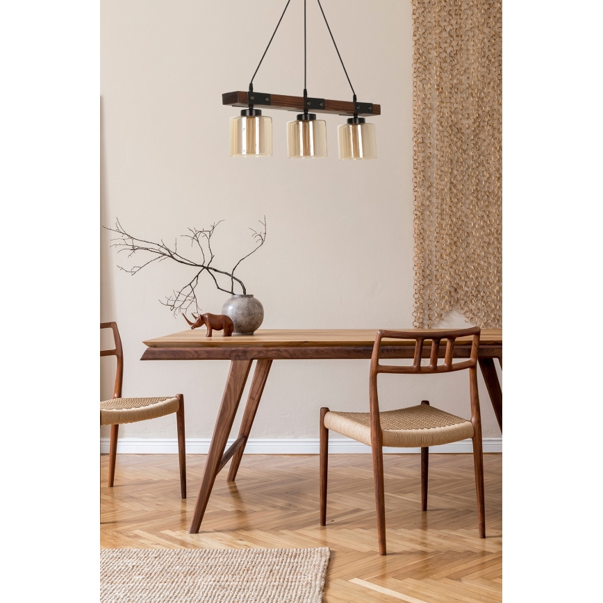Ljusskrona med upphängningsrem  LILA 3xE27/60W/230V