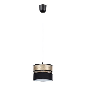 Ljuskrona med upphängningsrem LIMA 1xE27/60W/230V gyllene/svart
