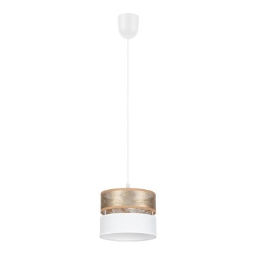 Ljuskrona med upphängningsrem LIMA 1xE27/60W/230V gyllene/vit
