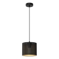 Ljuskrona med upphängningsrem LOFT SHADE 1xE27/60W/230V diameter 18 cm svart/gyllene