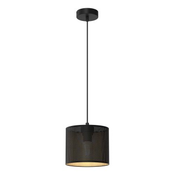 Ljuskrona med upphängningsrem LOFT SHADE 1xE27/60W/230V diameter 18 cm svart/gyllene