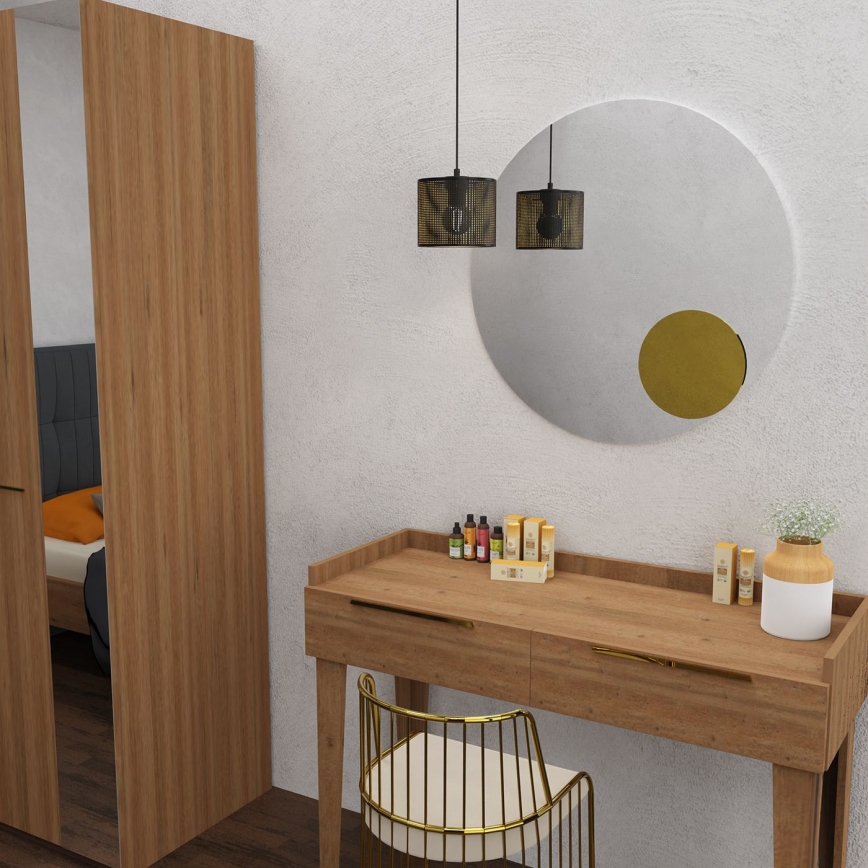 Ljuskrona med upphängningsrem LOFT SHADE 1xE27/60W/230V diameter 18 cm svart/gyllene