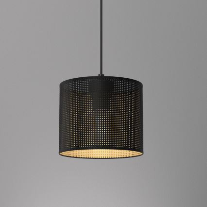 Ljuskrona med upphängningsrem LOFT SHADE 1xE27/60W/230V diameter 18 cm svart/gyllene