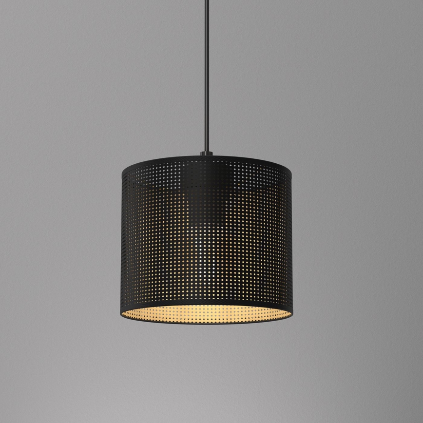 Ljuskrona med upphängningsrem LOFT SHADE 1xE27/60W/230V diameter 18 cm svart/gyllene