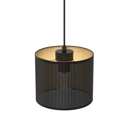 Ljuskrona med upphängningsrem LOFT SHADE 1xE27/60W/230V diameter 18 cm svart/gyllene