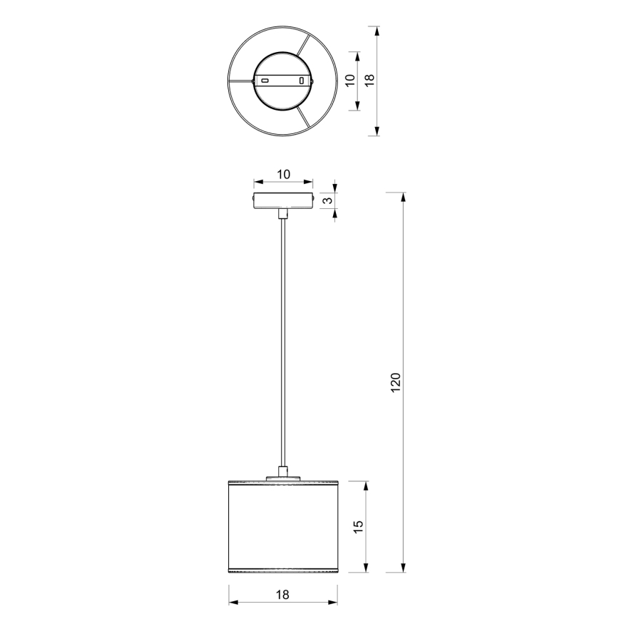 Ljuskrona med upphängningsrem LOFT SHADE 1xE27/60W/230V diameter 18 cm svart/gyllene
