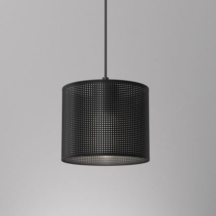 Ljuskrona med upphängningsrem LOFT SHADE 1xE27/60W/230V diameter 18 cm svart