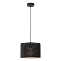 Ljuskrona med upphängningsrem LOFT SHADE 1xE27/60W/230V diameter 25 cm svart/gyllene