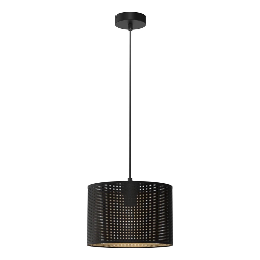 Ljuskrona med upphängningsrem LOFT SHADE 1xE27/60W/230V diameter 25 cm svart/gyllene
