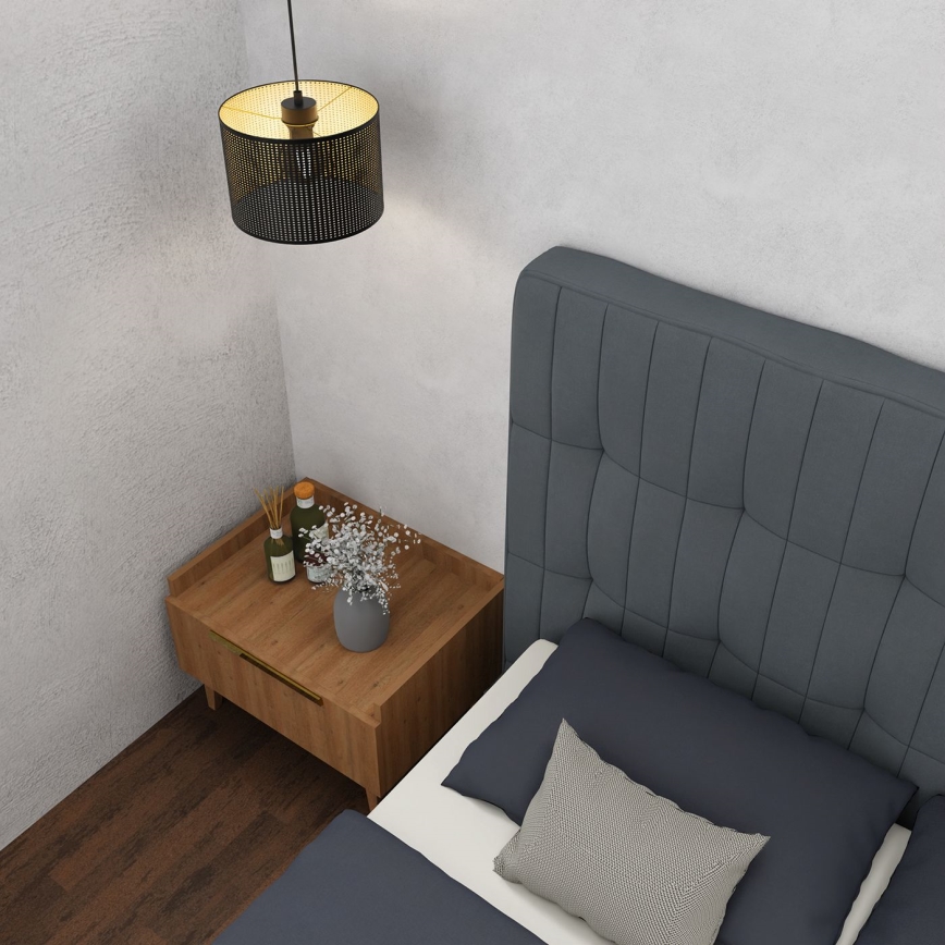 Ljuskrona med upphängningsrem LOFT SHADE 1xE27/60W/230V diameter 25 cm svart/gyllene
