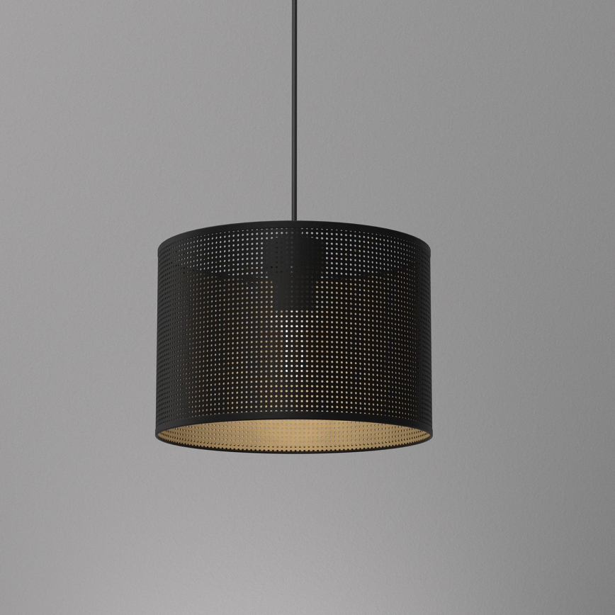 Ljuskrona med upphängningsrem LOFT SHADE 1xE27/60W/230V diameter 25 cm svart/gyllene