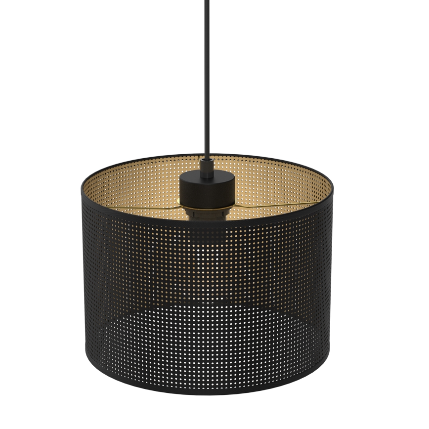 Ljuskrona med upphängningsrem LOFT SHADE 1xE27/60W/230V diameter 25 cm svart/gyllene