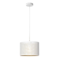 Ljuskrona med upphängningsrem LOFT SHADE 1xE27/60W/230V diameter 25 cm vit/gyllene