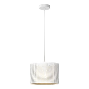 Ljuskrona med upphängningsrem LOFT SHADE 1xE27/60W/230V diameter 25 cm vit/gyllene