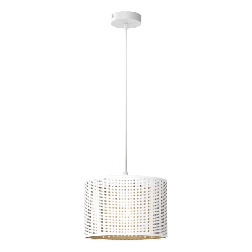 Ljuskrona med upphängningsrem LOFT SHADE 1xE27/60W/230V diameter 25 cm vit/gyllene