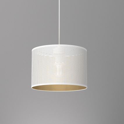 Ljuskrona med upphängningsrem LOFT SHADE 1xE27/60W/230V diameter 25 cm vit/gyllene