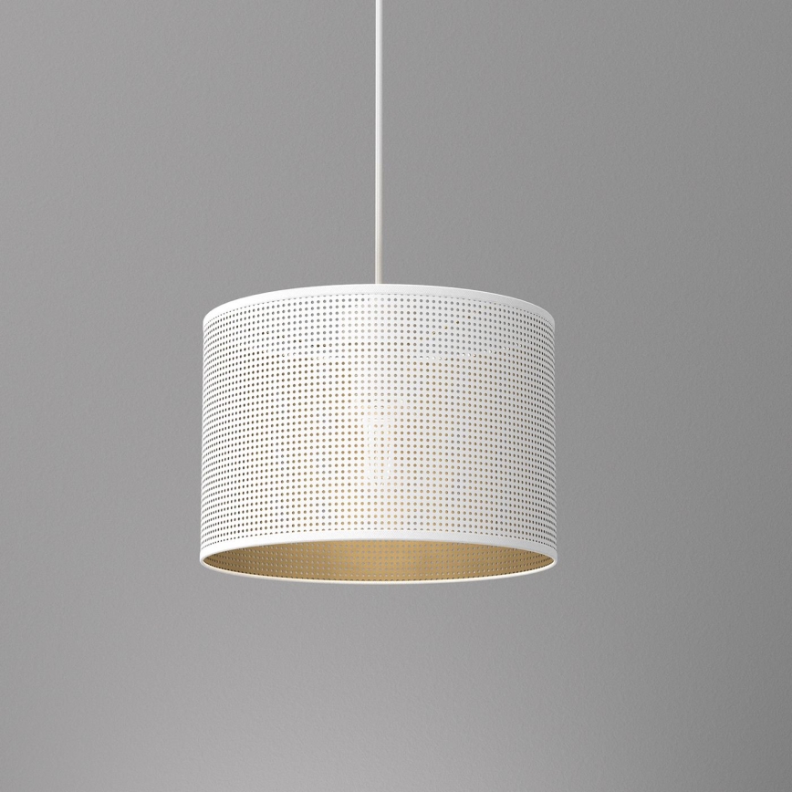 Ljuskrona med upphängningsrem LOFT SHADE 1xE27/60W/230V diameter 25 cm vit/gyllene