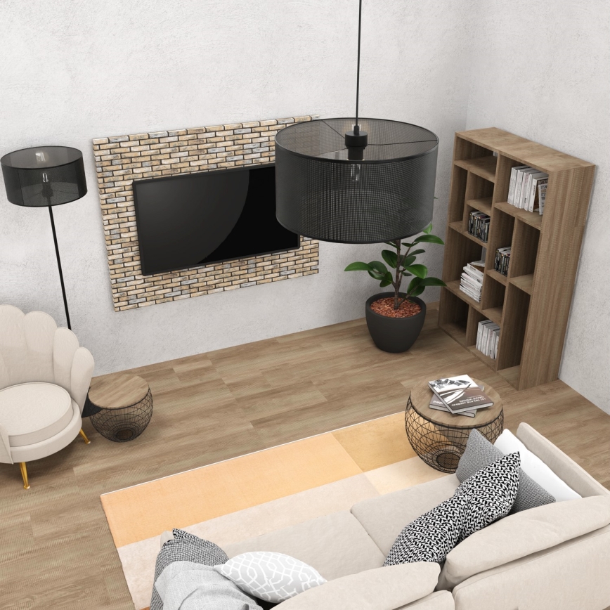 Ljuskrona med upphängningsrem LOFT SHADE 1xE27/60W/230V diameter 40 cm svart