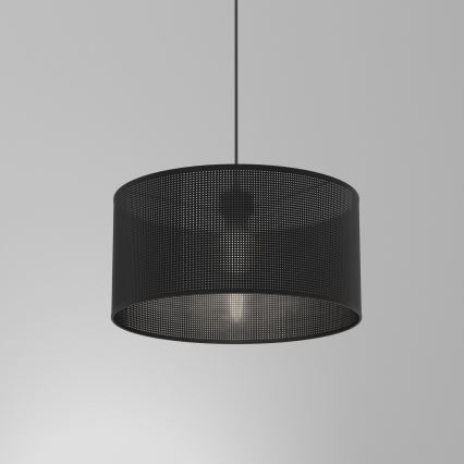 Ljuskrona med upphängningsrem LOFT SHADE 1xE27/60W/230V diameter 40 cm svart