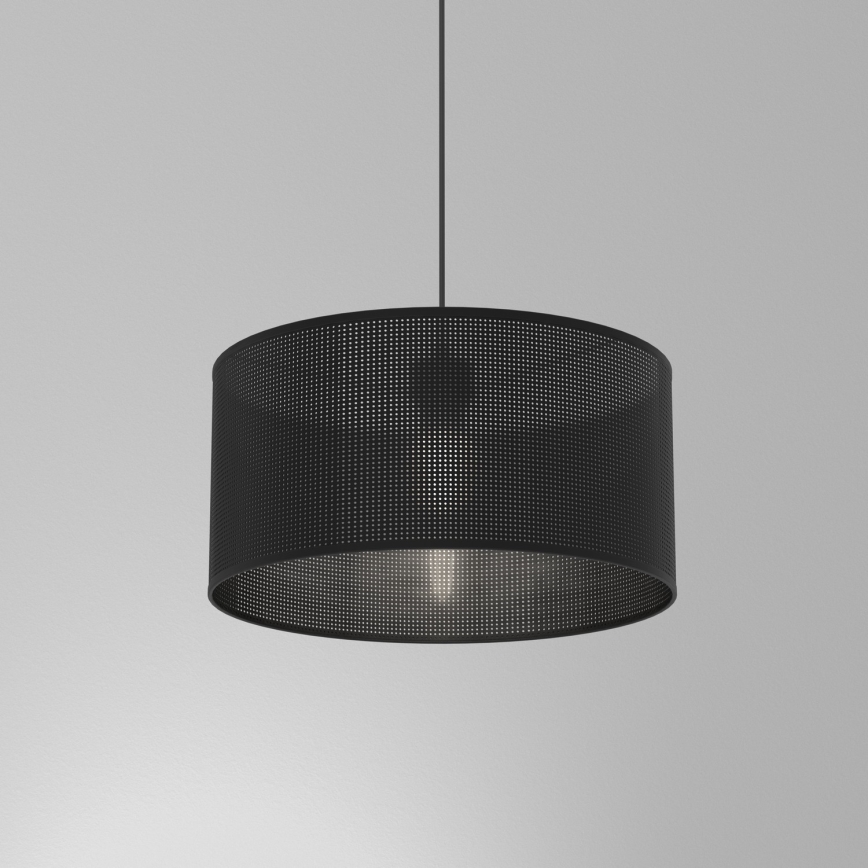 Ljuskrona med upphängningsrem LOFT SHADE 1xE27/60W/230V diameter 40 cm svart