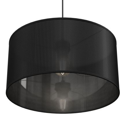 Ljuskrona med upphängningsrem LOFT SHADE 1xE27/60W/230V diameter 40 cm svart