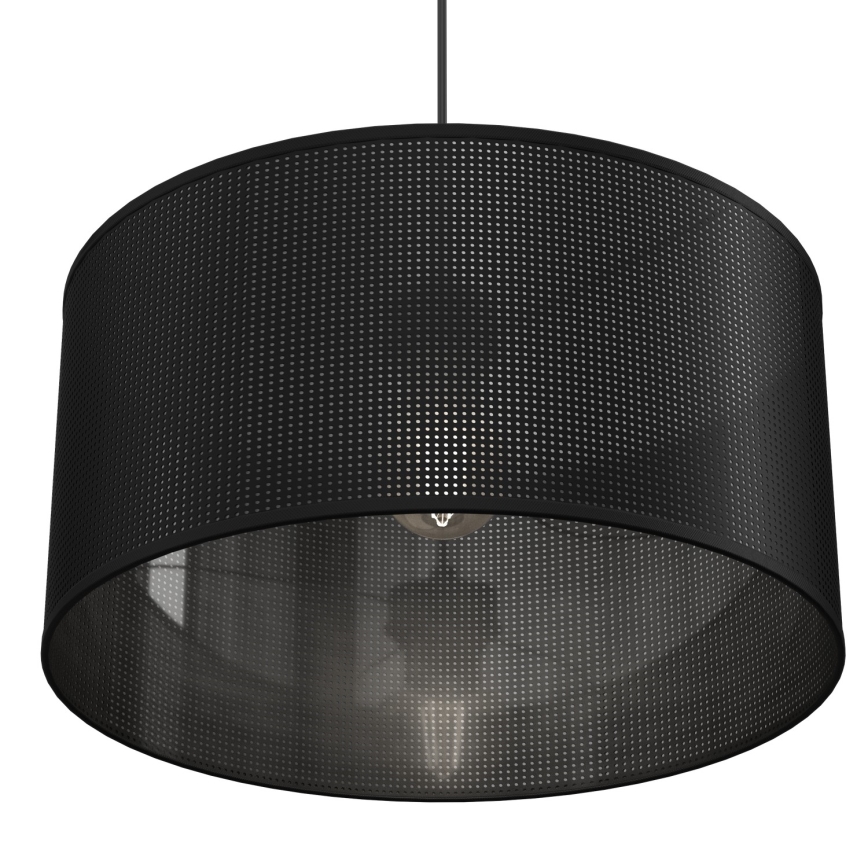 Ljuskrona med upphängningsrem LOFT SHADE 1xE27/60W/230V diameter 40 cm svart