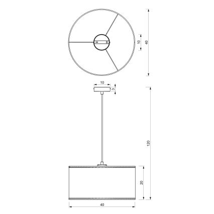 Ljuskrona med upphängningsrem LOFT SHADE 1xE27/60W/230V diameter 40 cm svart