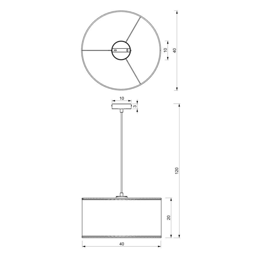 Ljuskrona med upphängningsrem LOFT SHADE 1xE27/60W/230V diameter 40 cm svart
