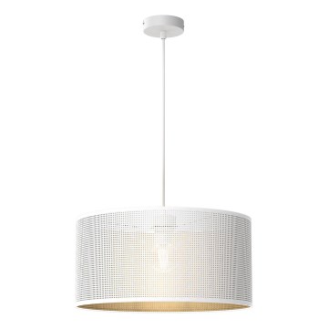 Ljuskrona med upphängningsrem LOFT SHADE 1xE27/60W/230V diameter 40 cm vit/gyllene