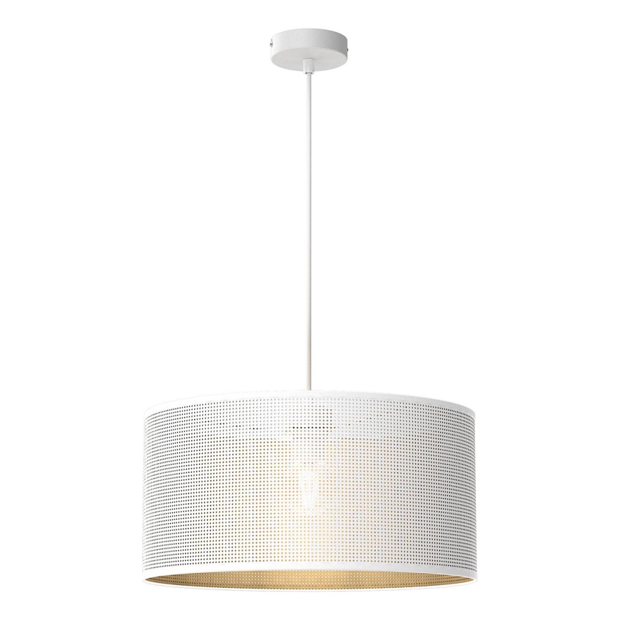 Ljuskrona med upphängningsrem LOFT SHADE 1xE27/60W/230V diameter 40 cm vit/gyllene