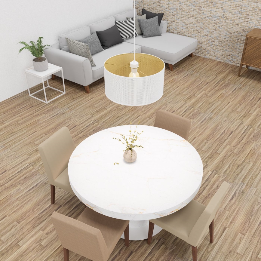 Ljuskrona med upphängningsrem LOFT SHADE 1xE27/60W/230V diameter 40 cm vit/gyllene