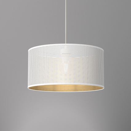 Ljuskrona med upphängningsrem LOFT SHADE 1xE27/60W/230V diameter 40 cm vit/gyllene