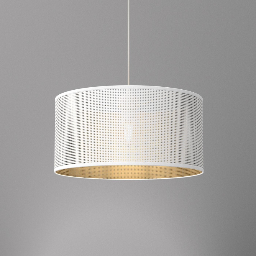 Ljuskrona med upphängningsrem LOFT SHADE 1xE27/60W/230V diameter 40 cm vit/gyllene